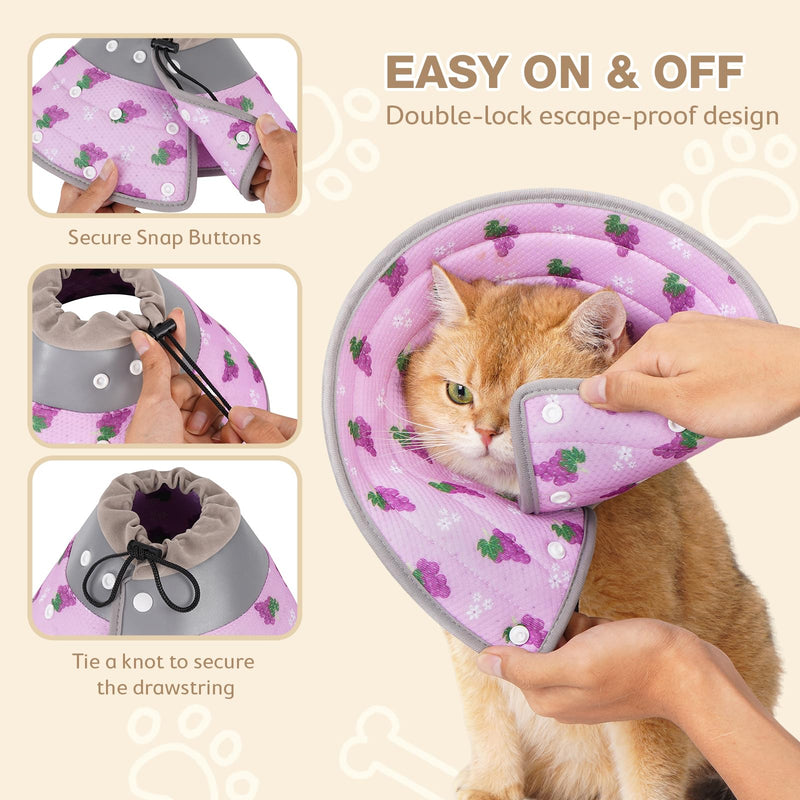 Avont Cat Cone Collar Soft to Stop Licking Bundle with Cat Recovery Suit for Surgery -M