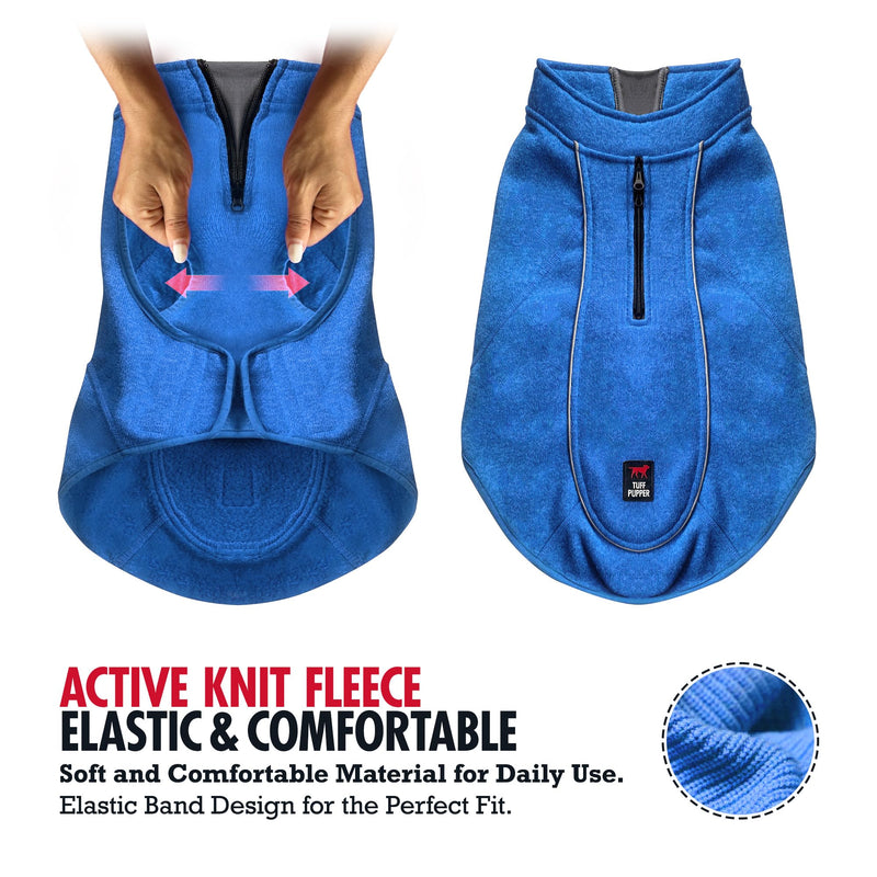 Insulated Fleece Sweater for Dogs | Lightweight Warm Dog Vest | Zipper Port for Harness | Cold Weather Winter Jacket | Rain Snow Repellant Coat | Adjustable for Small Medium Large Male Dogs (Blue/L) Heather Blue - PawsPlanet Australia