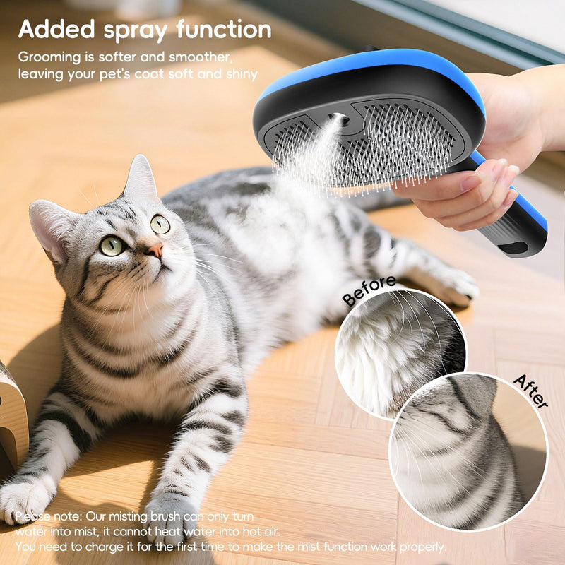 Cat Steam Brush for Shedding and Grooming,Pet Spray Hair Removal Comb,Deshedding Dog Brush for Short and Long Haired Dogs,Cat Brushes for Indoor Cats. - PawsPlanet Australia
