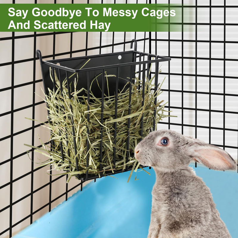 Upgrades Rabbit Hay Feeder - Guinea Pig Hay Feeder - Metal Frame Hay Rack with Adjustable Hook - Less Wasted - for Guinea Pigs - Chinchilla Bunny Cage Accessories - Bunny Feeder 1 Pack - PawsPlanet Australia