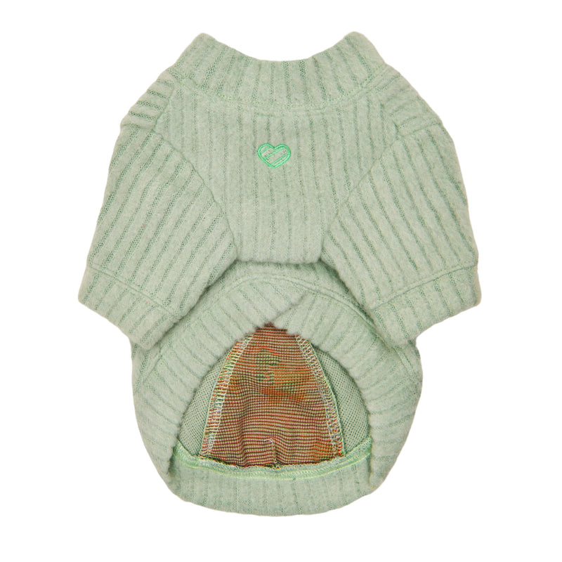 Pinkaholic New York Elodie Cute Winter Mock Neck Shirt Flat Vertical Ribs Pattern for Small and Medium Dogs, Light Mint, Medium Lt.Mint - PawsPlanet Australia