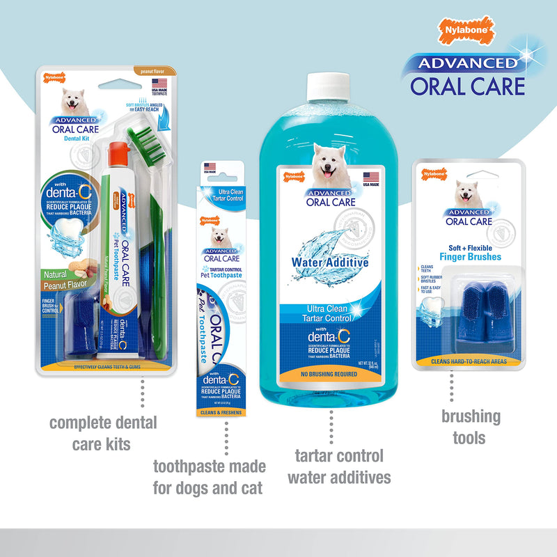 Nylabone Advanced Oral Care Senior Dog Dental Kit with Cushiony Soft-Bristle Toothbrush Senior 3 Count Bacon