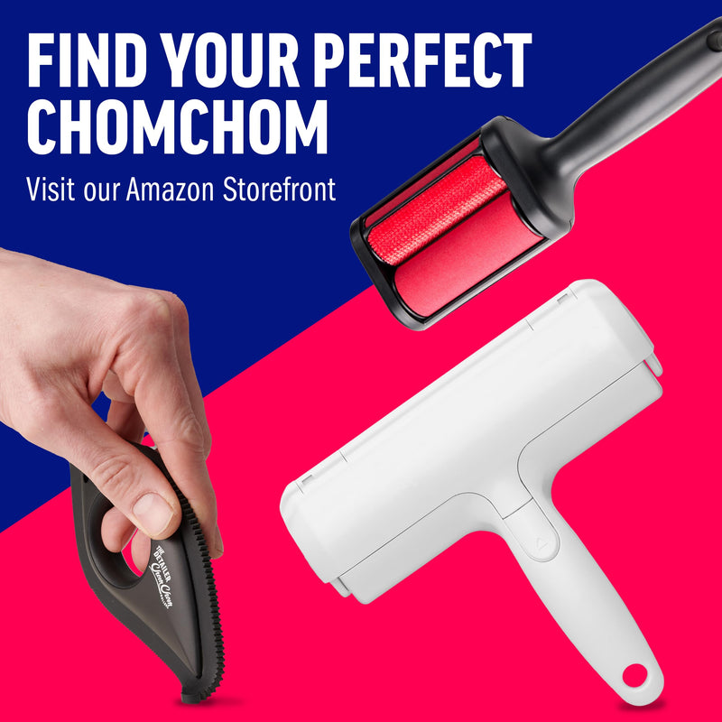 ChomChom Roller & Detailer Bundle - Pet Hair Remover and Reusable Lint Roller - ChomChom Cat and Dog Hair Remover for Furniture, Couch, Carpet, Clothing and Bedding - Multi-Surface Fur Removal Tool Black Detailer - PawsPlanet Australia