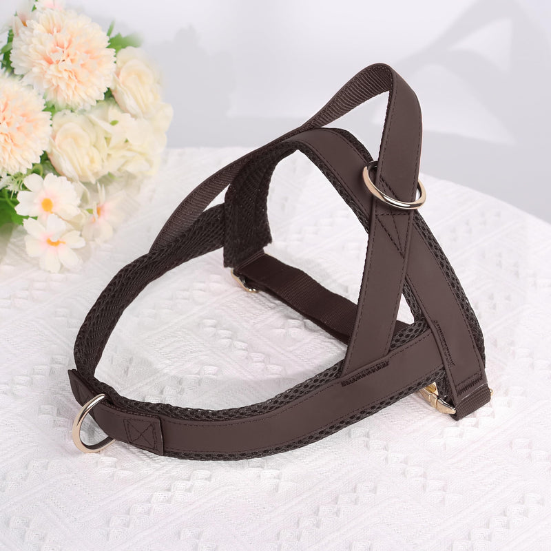 PET ARTIST No Pull Dog Harness, Soft Padded PU Leather Step in Dog Harness with Quick Release Metal Buckle, Adjustable Quick Fit Pet Strap Vest Harnesses for Medium Dogs Walking Training,Chest 22-27" M:Chest 22-27" (28.5-49.5lbs) Brown - PawsPlanet Australia