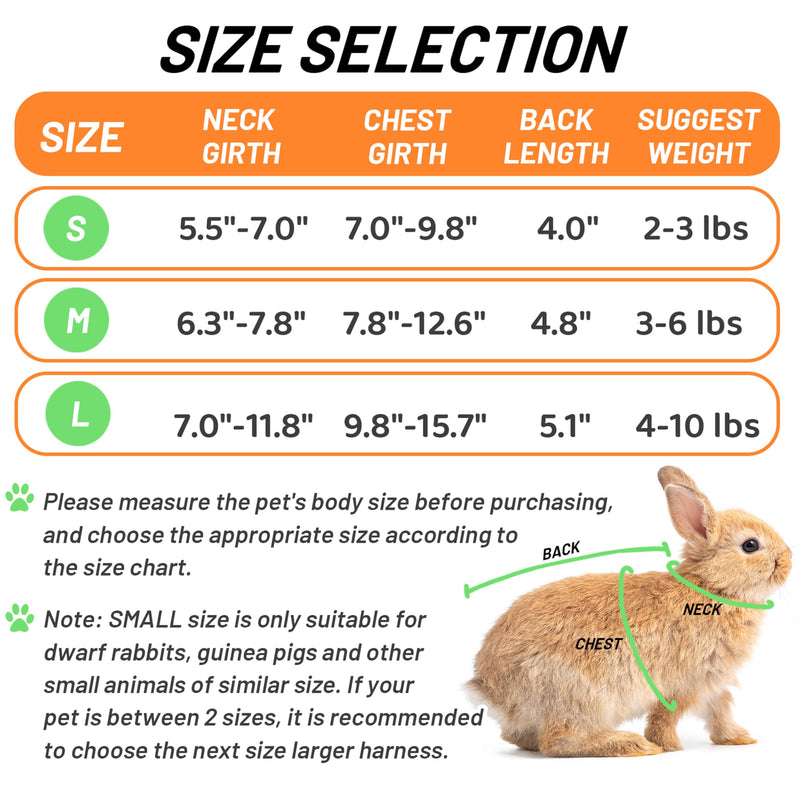 Rabbit Harness and Leash for Walking Escape Proof - Cute Carrot Pattern Mesh Breathable Bunny Vest Harness Outdoor Camping Hiking Training - also suit for Ferret Kitten Puppy Small Animals L (neck:7"-11.8" chest:9.8"-15.7") Pink - PawsPlanet Australia