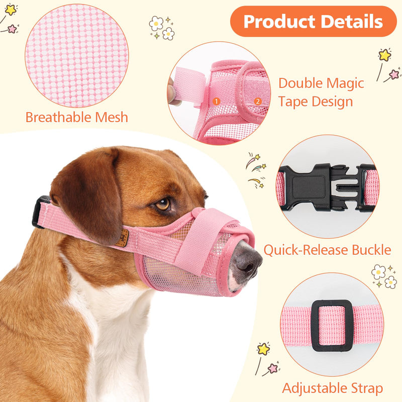 Coppthinktu Soft Dog Muzzle, Breathable Mesh Muzzle for Small Medium Large Sized Dog Mouth Cover, Adjustable Muzzles to Prevent Biting Barking Dogs Mouth Cover Allows Drinking (Pink L) Pink - PawsPlanet Australia