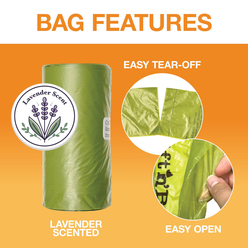 Neater Pets Lift N’ Bag Extra-Capacity Dog Poop Bags Rolls, 20% Thicker Leakproof Poop Bags for Dogs, Extra-Large Dog Pooper Scooper Refill Bags, 12 Rolls - 180 Count, Lavender Scent, 14.25” x 9.5” - PawsPlanet Australia