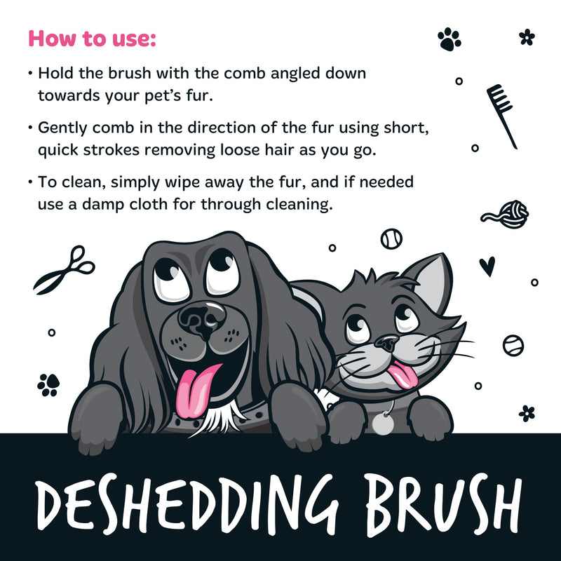Bugalugs Deshedding Brush for Dogs, Cats, Horses - Pet Grooming Tool that is Gentle & Effective With Wide Shallow Comb, Smooth Groomer for Dog, Cat and Horse (Black) Black