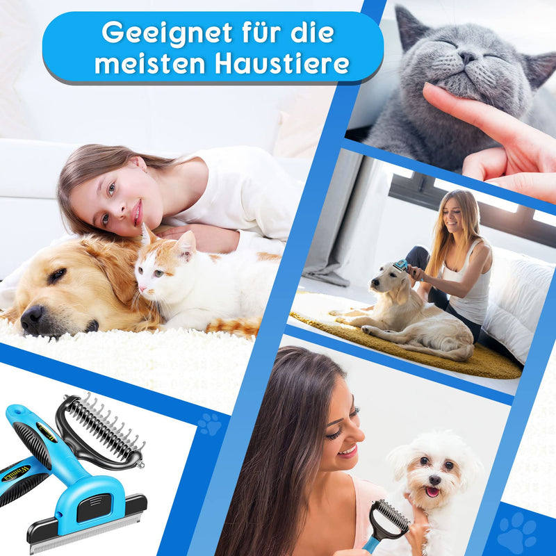 Cat Brush, Dog Brush, 2-in-1 Undercoat Brush for Medium and Long Hair, Professional Dog Brush, Undercoat or Undercoat Brush, Stainless Steel Dog Comb for Medium to Large Cats and Dogs - PawsPlanet Australia