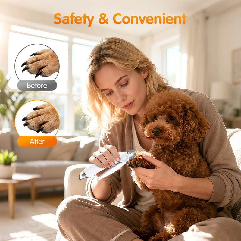 IJIAMY 2-in-1 Dog Nail Clippers & Dog Nail Grinders with 2 LED Lights, Ultra-Quiet, USB Rechargeable, Multiple Grinding Methods, and Splash Guard for Small, Medium, and Large Dogs & Cats