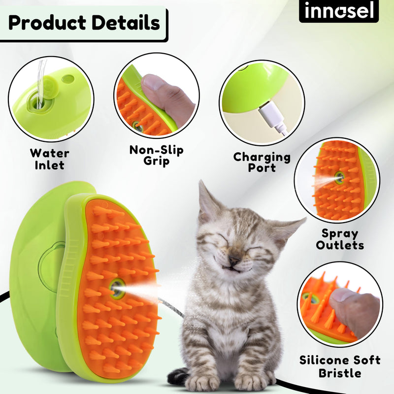 Cat Steam Brush for Shedding, Steamy Grooming Comb with Anti-Static Spray for Cats & Dogs, Gentle Defur Comb for Tangled & Loose Hair, Ergonomic Pet Mist Brush Design, Cepillo de Vapor para Gato Perro - PawsPlanet Australia