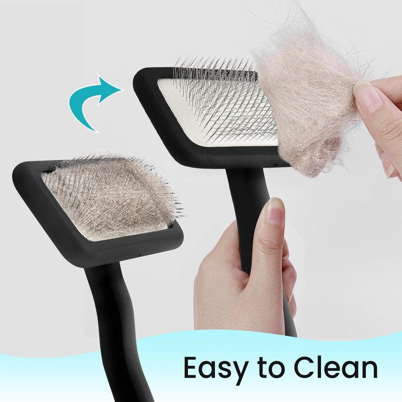 Fenice Peak Slicker Brush for Dogs Black Wooden Dog Brush Pet Comb for Poodles Goldendoodles Easy to Remove Tangles Dirt and Loose Hair Professional Dog Grooming Brush Large - PawsPlanet Australia