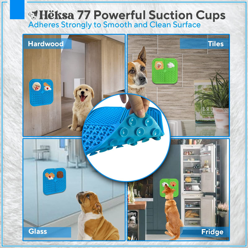 Heksa Lick Mat for Dogs & Cats 2-Pack Slow Feeder & Non-Slip Lick Mats with Spatula for Anxiety Relief. Food-Grade, Dishwasher, Freezer & Oven Safe Dog Lick Mat - PawsPlanet Australia