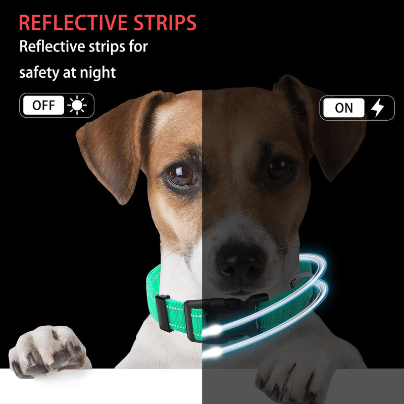Reflective Dog Collar with Safety Locking Buckle, Adjustable Soft Breathable Nylon Collars for Small, Medium and Large Dogs(Collar+Leash XS Width 5/8" Turquoise) X-Small (Width 5/8")