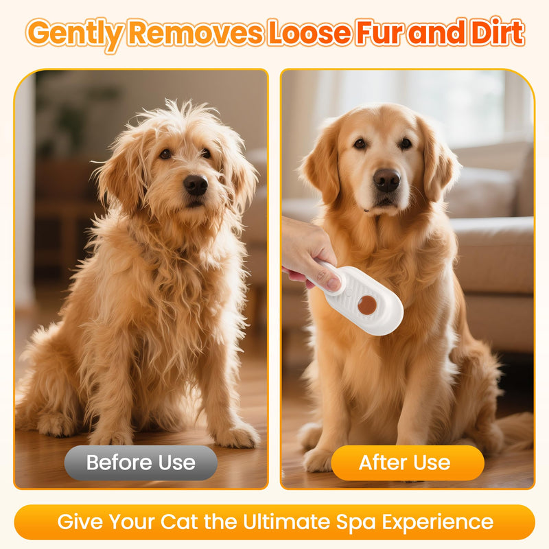 Cat Steam Brush for Shedding, 4-in-1 Rechargeable Steam Pet Brush for Cats & Dogs, Anti-Static, Gentle Fur Removal & Combing, Ideal for Short & Long Hair Pets, Easy to Use - PawsPlanet Australia