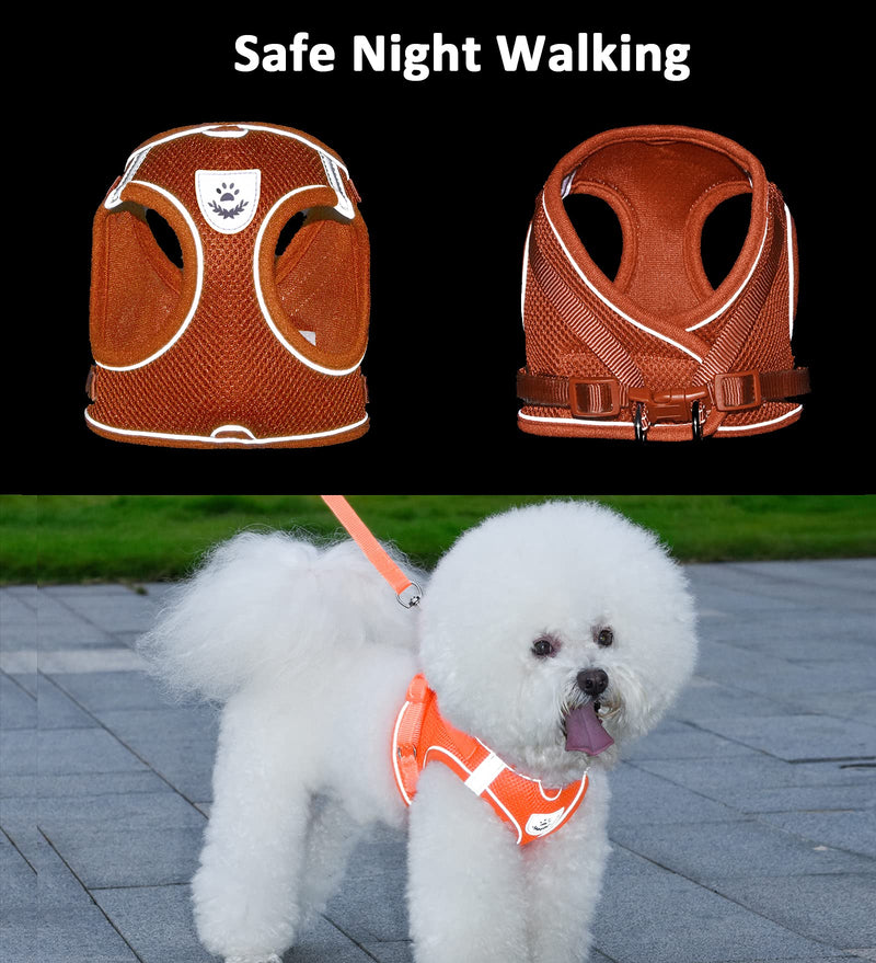 Dog Harness and Leash Set for Walking, Escape Proof Vest Harness with Soft Mesh, Adjustable Strap, Reflective Strips for Kitten Cats and Puppy Dogs XL(Chest:18.5"-20.5") Orange - PawsPlanet Australia