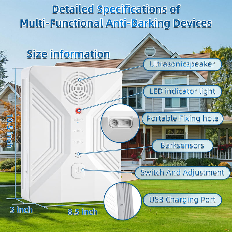 Anti Barking Devices, 3 Modes Ultrasonic Bark Box, Dog Bark Deterrent Devices, Dog Barking Stopper, Anti Barking Device for Dogs Long Range 50ft, Barking Control Devices for Dog Training in Outdoor White - PawsPlanet Australia