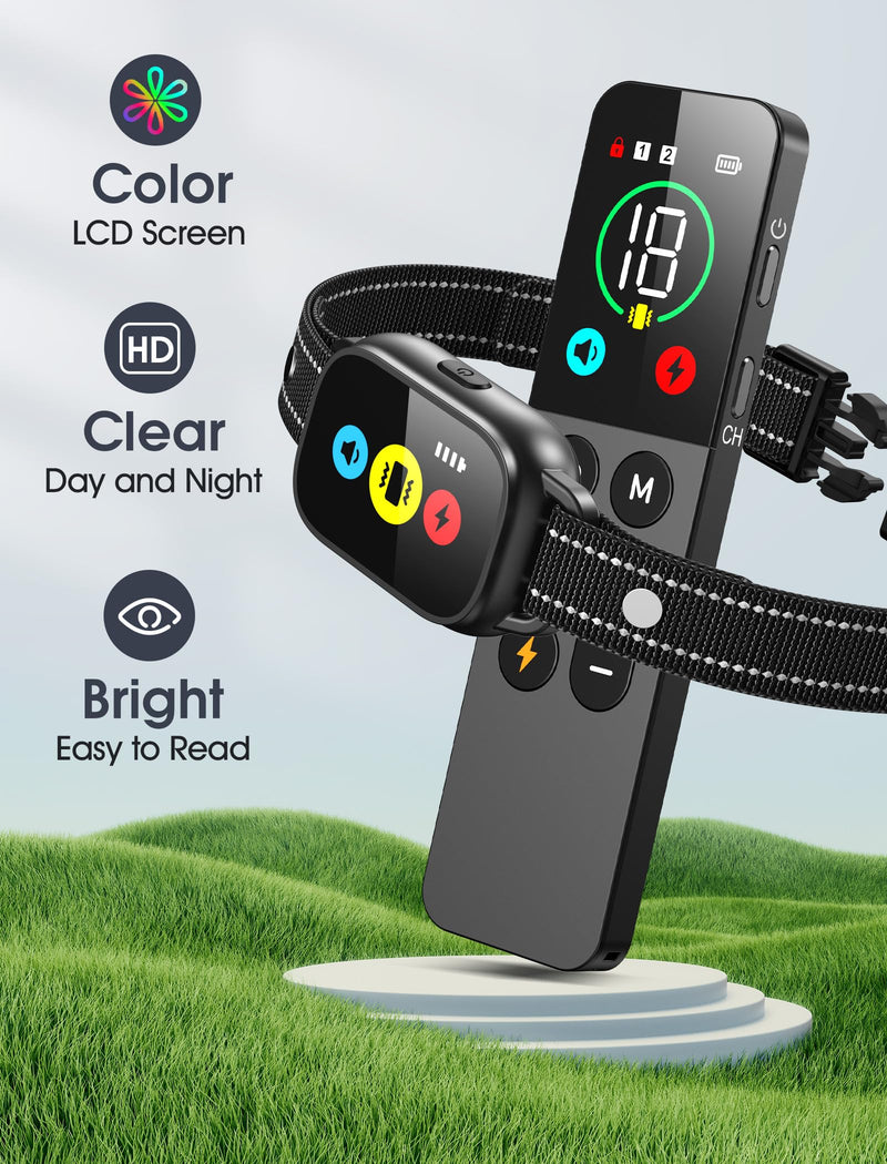 Dog Training Collar with Remote, Smart Dog Shock Collar with 3 Training Modes and Training Icons, Waterproof Electric Dog Shockers for Large and Medium Dogs (8-120 LBS) Black - PawsPlanet Australia
