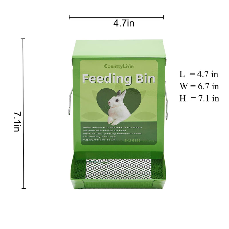 Metal Small Animal Feeder with Lid, Heavy Duty Rabbit Feeder, Large Capacity Rabbit Food Dispenser, Great for Rabbit, Guinea Pigs, Chinchillas and Other Small Animals. (4.6 inch, Green) 4.6 inch - PawsPlanet Australia