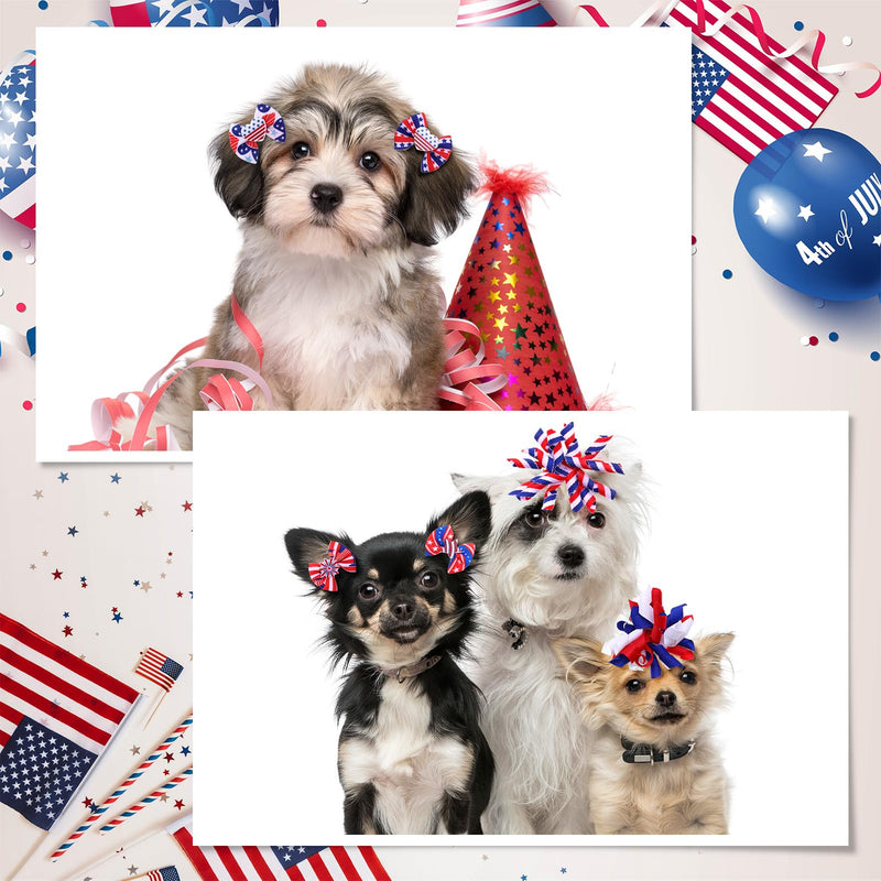 52 Pcs 4th of July Dog Hair Bows Bulk with Rubber Bands Patriotic Dog Grooming Bows for American Flag Independence Day Memorial Day Holiday Cute Pet Puppy Cats Hair Accessories - PawsPlanet Australia