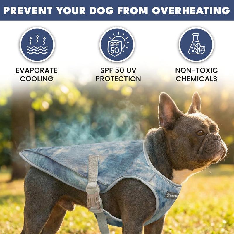 Spark Paws Dog Cooling Vest - SPF 50 UV Sun Protection - Summer Heat Relief Gear for Dogs, Lightweight, Evaporative Cooling - Dog Anxiety Relief Vest During Hot Days - Ice Blue, Medium 03 Ice Blue M: 10-15lbs