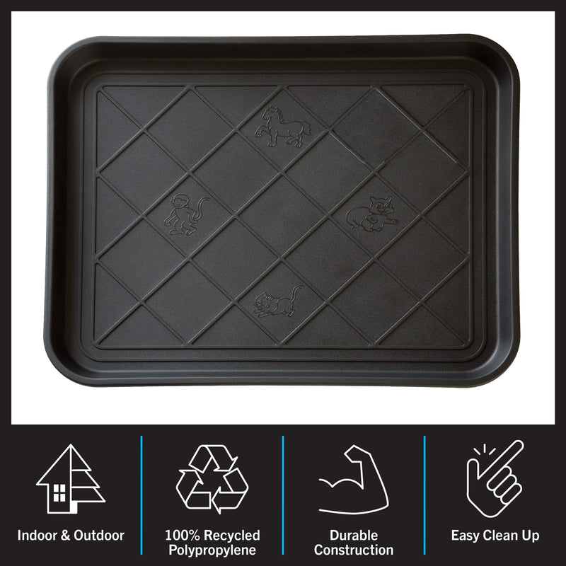 All-Weather Boot Tray - Water-Resistant Plastic Mud Pan, Pet Food Tray, and Outdoor or Indoor Shoe Mat for Entryway by Stalwart (Black) 1 - PawsPlanet Australia
