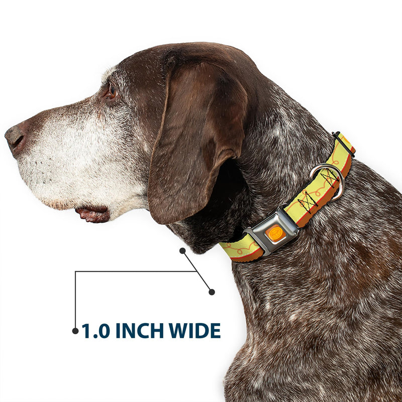 Buckle-Down Dog Collar Seatbelt Buckle Toy Story Woody Bounding Cowboy Buckle Yellow Red Brown 15 to 26 Inches 1.0 Inch Wide, Multicolor (DC-WDY516-L) 1" Wide - Fits 15-26" Neck - Large - PawsPlanet Australia