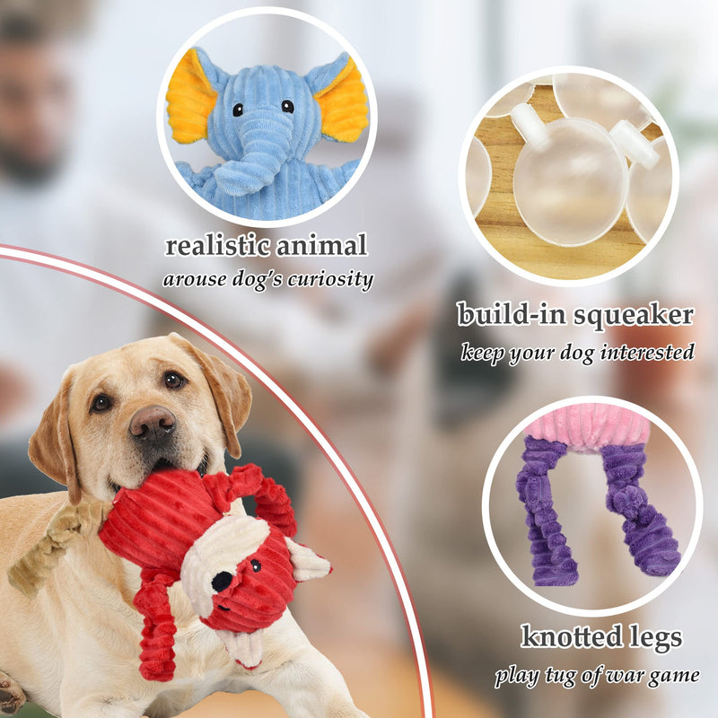 5 Pack Tough Dog Toys Stuffed Squeaky Dog Toys Assortment Plush Animal Dog Toy Value Bundle Puppy Pet Dog Toys for Small Medium Large Dogs 5pack - PawsPlanet Australia