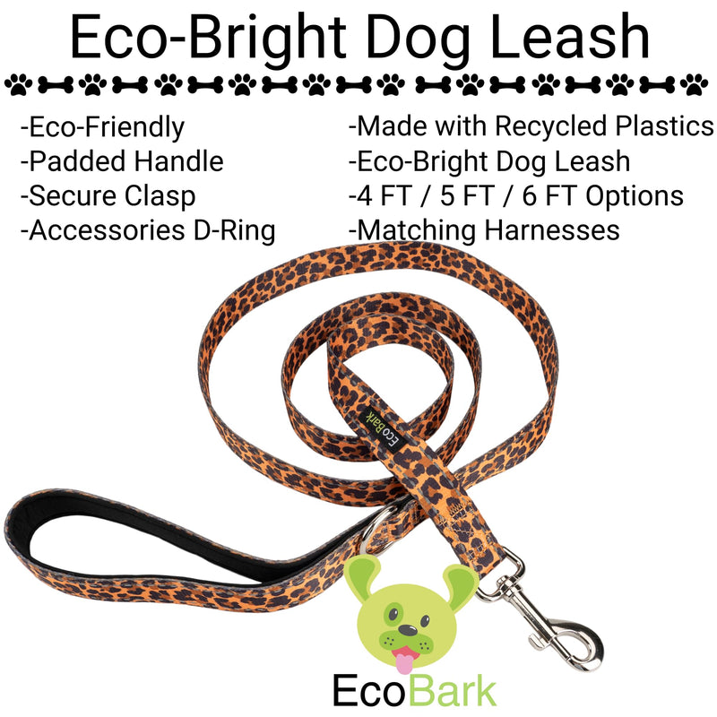 EcoBark Dog Leash - Soft & Reflective Comfort Leash with Padded Handle - Safe, Strong. & Durable for Small, Medium or Large Dogs (Cheetah) 6 ft x 1 in - Standard Width Cheetah - PawsPlanet Australia