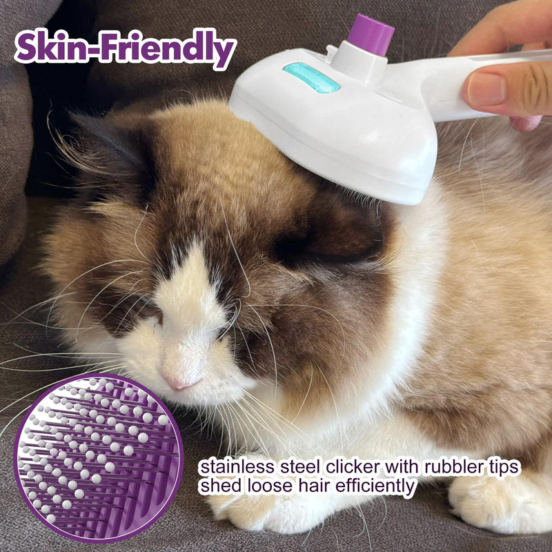 Katoggy Steam Cat & Dog Grooming Brush, Self Cleaning, Removes Static & Flying Hair Purple - PawsPlanet Australia