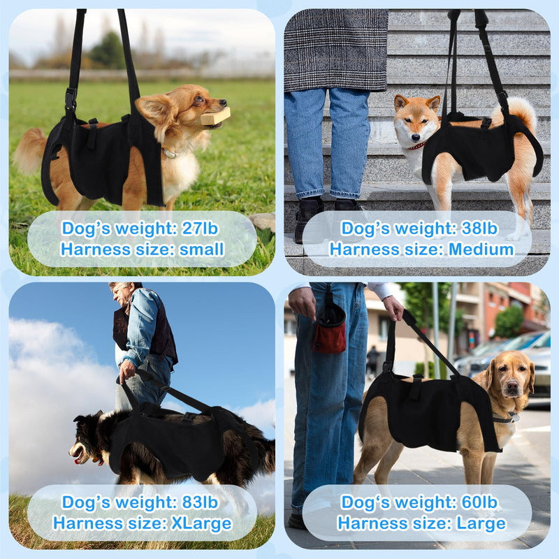 Dog Carry Sling Emergency Backpack Pet Legs Support and Rehabilitation Dog Lift Harness Adjustable Lifting Straps Carrier for Senior Dogs Joint Injuries, Arthritis, Hiking, Skiing, Black(L) L - PawsPlanet Australia