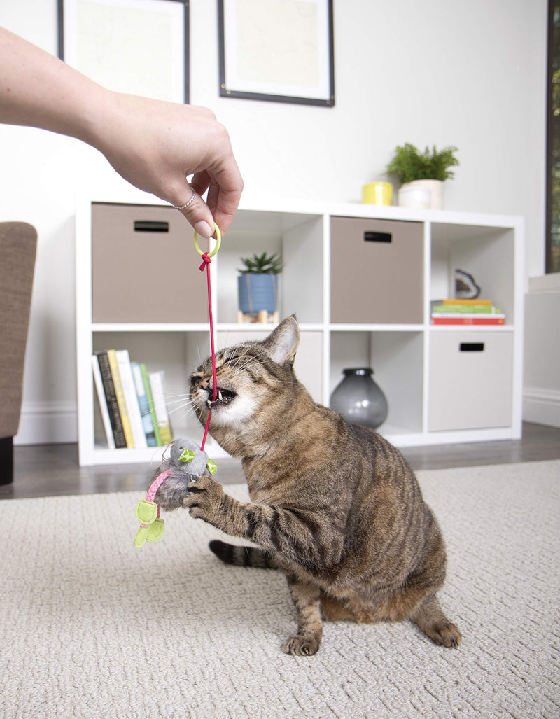 SmartyKat Bouncy Mouse Bungee Dangler Plush Cat Toy - Randomly Selected Color, One Size - PawsPlanet Australia
