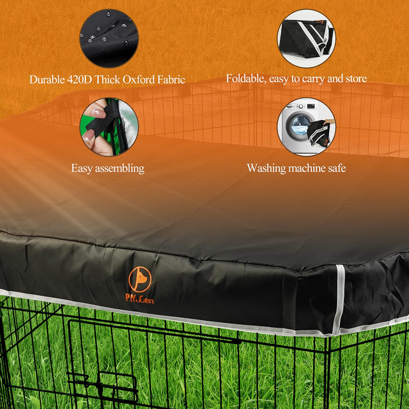 PJYuCien Dog Playpen Mesh Top Cover, Fits 24 Inch 8 Panels Regular Octagon Metal Exercise Pet Pen, Adhesive Tape Connections, Black (Note: Cover Only, Fence Not Included) Only Top Cover, Adhesive Tape Connections Connections - PawsPlanet Australia