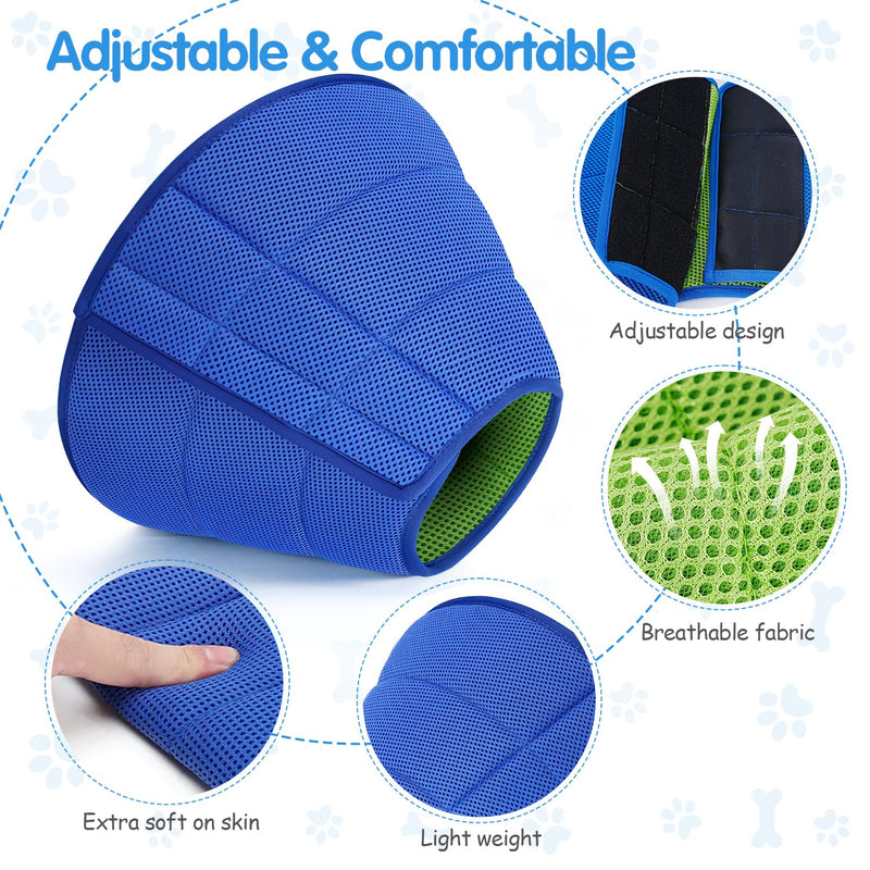 Soft Dog Cone Collar Alternative - Adjustable Comfy Cones for Large/Medium/Small Dogs to Stop Licking After Surgery, Comfortable Fabric Elizabethan Collars, Head Cone of Shame for Neuter Recovery (M)