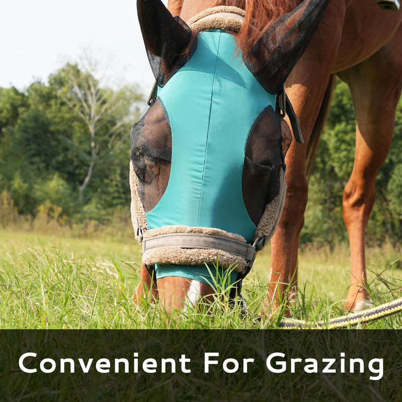 Horse Fly Mask with Ears - UV Protection, Breathable Fabric, Soft Edging for Comfort, Adjustable Fit for Horses & Ponies - Stops Flies, Bugs & Sun Bleaching, Size M