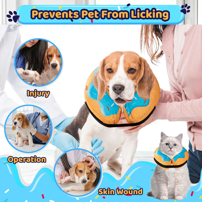 Grand Line Donut Inflatable Collar for Dogs and Cats, Soft Recovery Dog Cone After Surgery, Protective Pet Neck Cone for Small, Medium, Large Dogs, Not Block Vision (Blue, M) Blue Donut Medium (Neck:9"-12") - PawsPlanet Australia