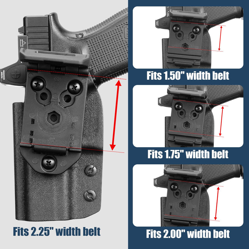 OWB Kydex Holster for Glock 19/19X/26/44/45 & Compatible G23/G32 Gen3-4, Fits MOS Models, Optic-Ready Open-Muzzle Design, Right Hand Outside Waistband Carry, Adjustable Retention & 1.5–2.25'' Belt Fit