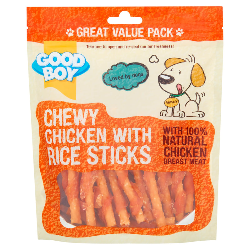 Good Boy Chicken & Rice Sticks - Low Fat Natural Dog Treats - Rawhide Free Recipe - Bulk Box - 3 x 300g - PawsPlanet Australia