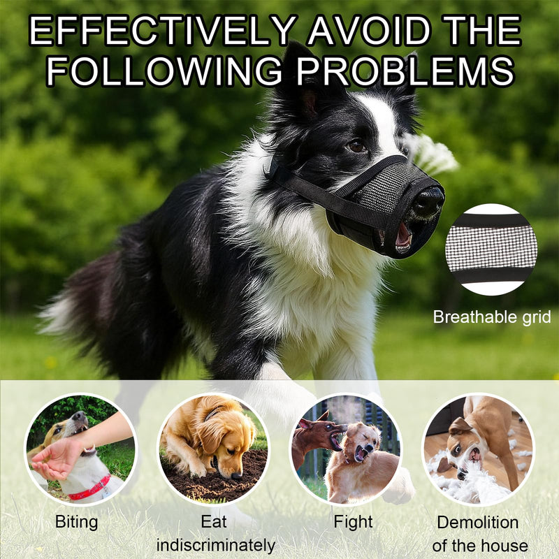 Dog Muzzle for Large Dogs – Soft Air Mesh Muzzle for Medium Sized Dog, Anti Biting Barking Chewing, Breathable Drinkable Adjustable, Ideal for Walking Grooming Vet Visits Training, Size L - PawsPlanet Australia