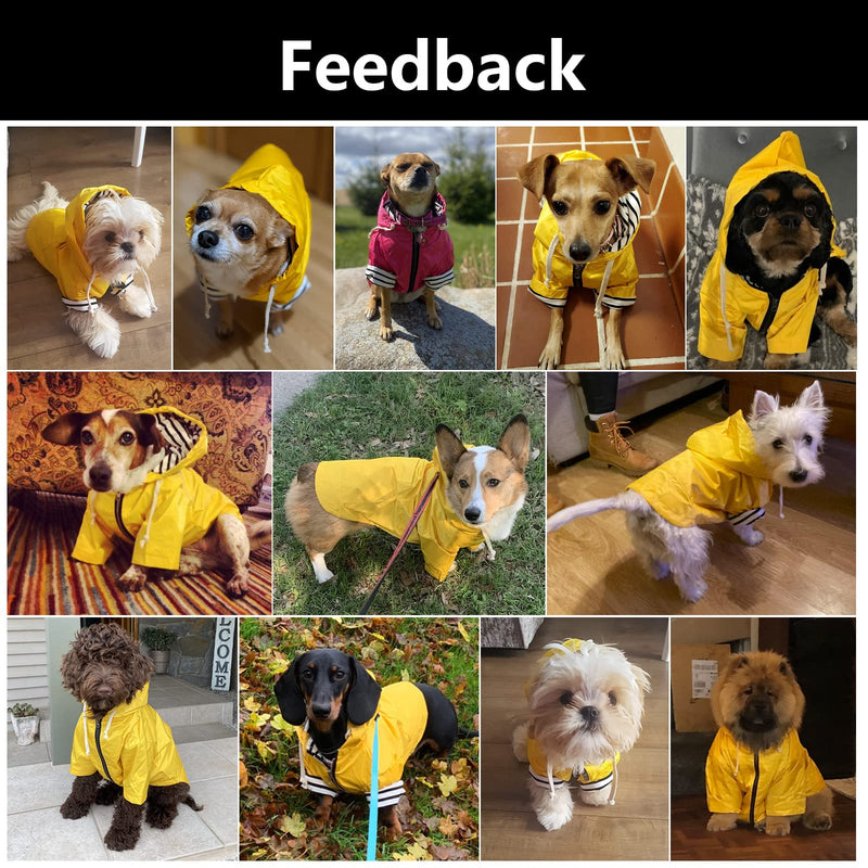 Dog Raincoat Puppy rain Jacket with Hood for Small Medium Breeds with Reflective Strap Storage Pocket Harness Hole Yellow Medium Medium(Chest: 19"-23")