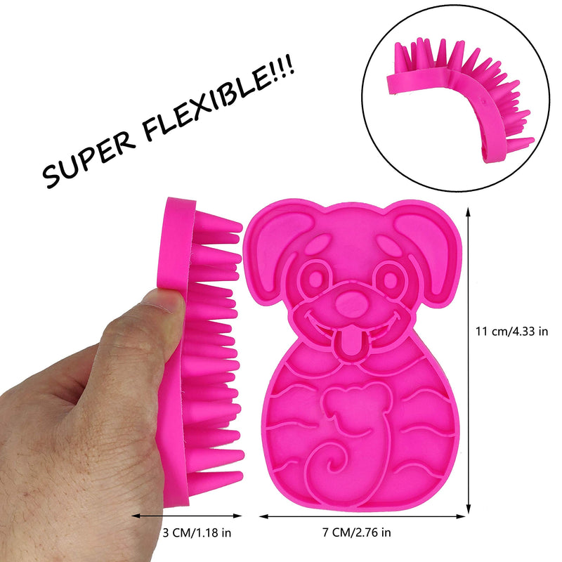 KIRTI Groom Brush,Massag Brush for Dogs, Cats, Small Animals and Pets with Short Hair Grooming Bathing Massaging and Deshedding Silicone Brush,Soft Rubber Bristles Pink - PawsPlanet Australia