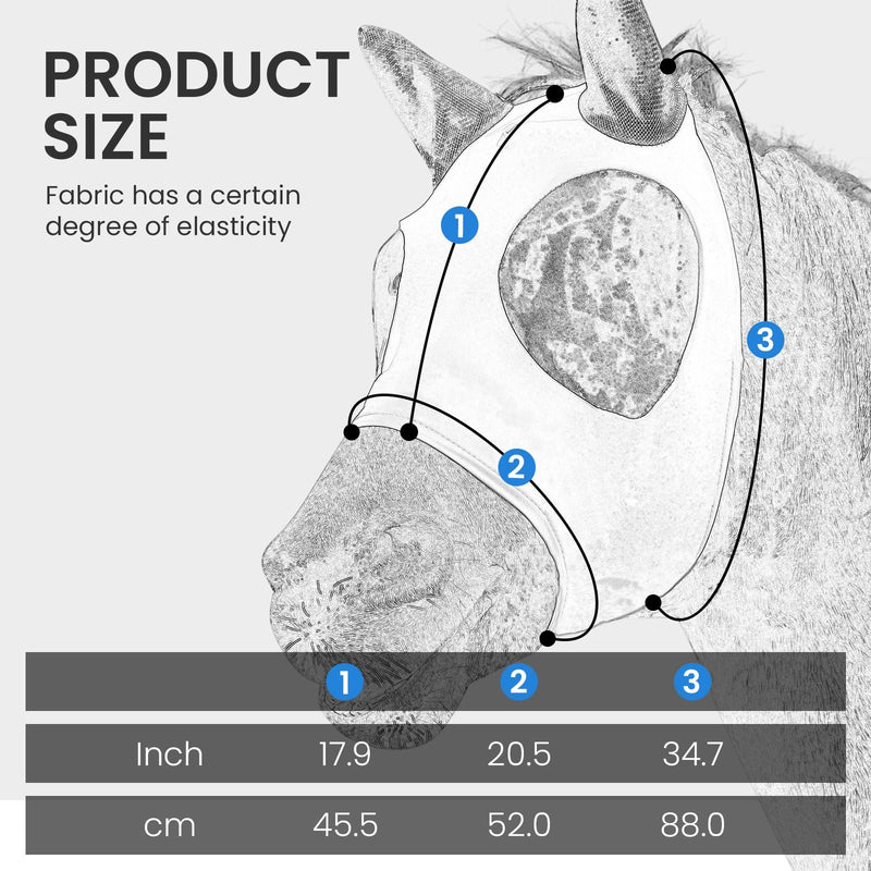 Fly Masks for Horses with Ears UV Protection, Elasticity Horse Fly Mask with Big Mesh Eye Covers - Breathable Comfort Fit Riding & Competition Blue Large Sky Blue