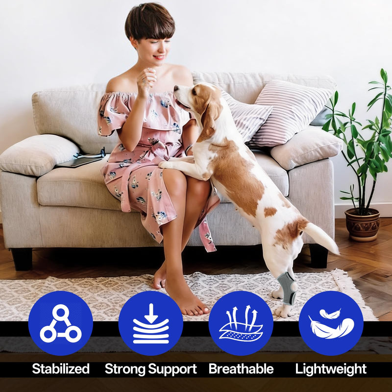 1 Pcs Dog Leg Braces, Hock Joint Brace with Two Support Strips, Dog Joint Wound Protector for ACL CCL Joint Injury, Grey M 1Pcs-Grey Medium