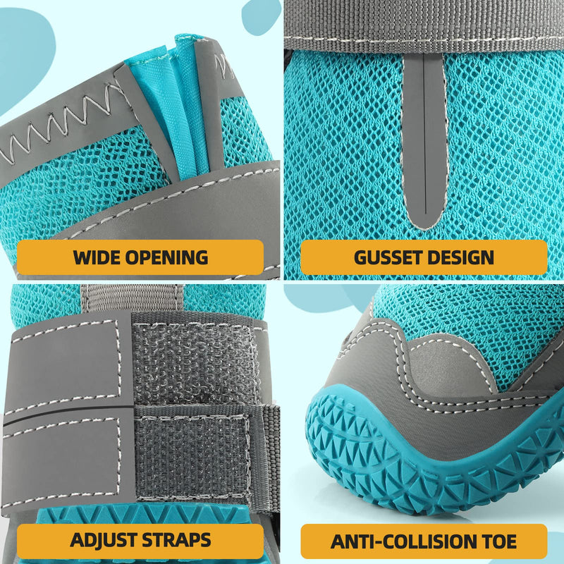 Dog Boots for Large Dogs, Medium Dog Boots & Paw Protectors for Hardwood Floors, Outdoor Dog Booties for Hot Pavement Winter Snow Hiking, Dog Shoes with Reflective Strips Blue Width 2.55 inch