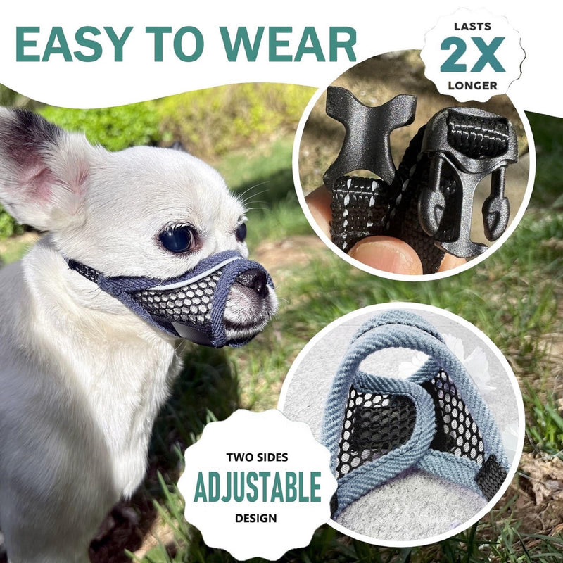 Dog Muzzle for Small Dogs Breathable Adjustable, Chihuahua Shih Tzu Puppy, Soft Air Mesh Muzzle for Grooming Vet Visits, Prevent Biting Fierce Barking (Deep-black, XXS) Deep-black XX-Small