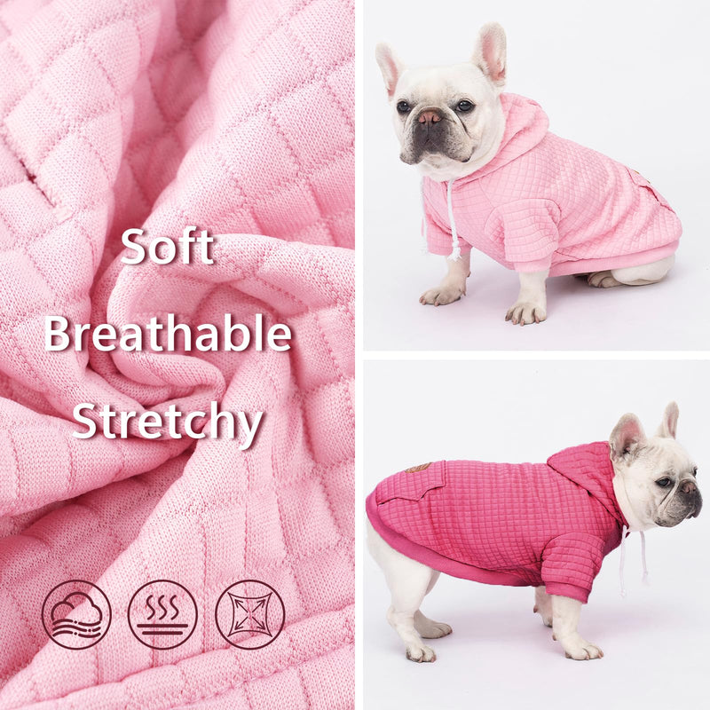 2 Pack Dog Hoodie Sweaters for Small Medium Dogs Warm Dog Clothes for Large Dogs Soft Waffle-Like Laminated Sweatshirt Bulldog Pink+Rose XXL (Back: 26.4",Chest: 35.4", Neck: 25") - PawsPlanet Australia