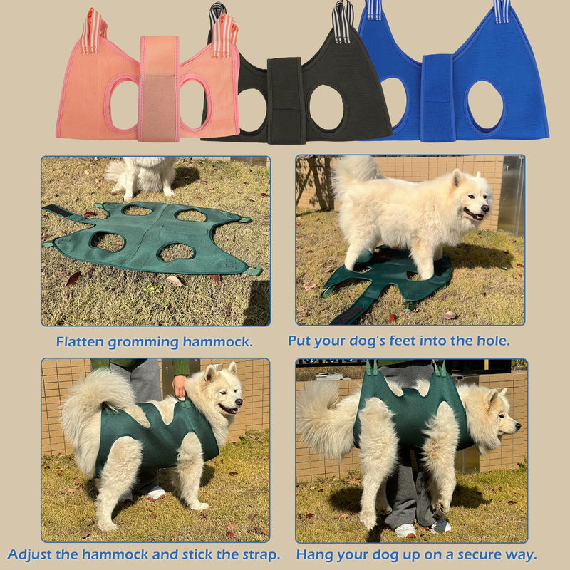 Dog Grooming Hammock Kit for Medium Dogs - Size: L, Hanging Cradle Sling for Nail Trimming Clipping, Blue LARGE for 45 LBS MAX