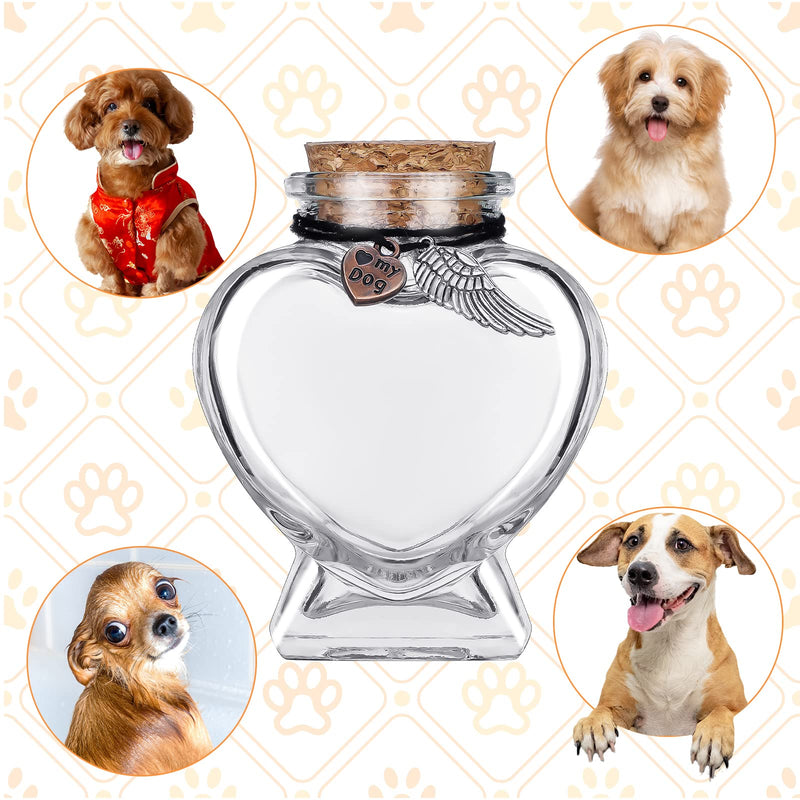 Eaasty 2 Sets Memorial Bottle for Pet Hair, Pet Fur Keepsake Fur Memorial, Clear Dog Cat Fur Keepsake, Pet Memorial Urn Glass Bottles with Cork Stopper (Dog) - PawsPlanet Australia