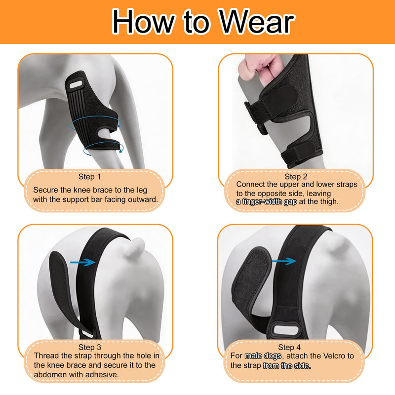 Dog Knee Brace with Side Stabilizers for Joint Support, Adjustable Soft Breathable Leg Braces, Helps with Knee Cap Dislocation, Prevent Licking-Large L