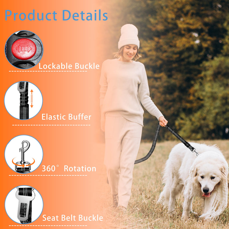 Dog Car Seat Belt for Car, 3 Piece Set Retractable Dog Car Harness Adjustable Reflective Dog Seatbelt for Vehicle Headrests, Dog Safety Restraint Seatbelt Heavy Duty& High Elastics, Black 01-2PCS Black - PawsPlanet Australia
